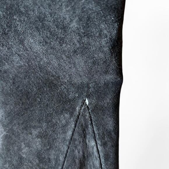 Vintage Black Suede leather Pleated Skirt Women’s Size 12 A-Line Midi - Picture 5 of 7